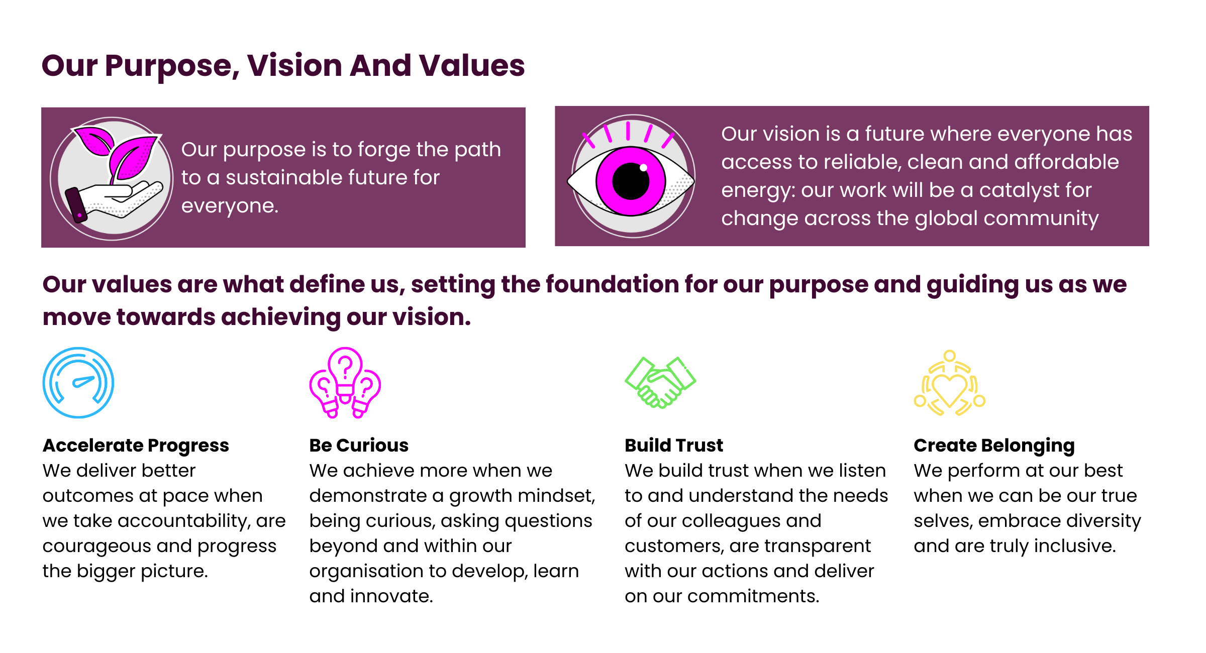 Our Purpose, Vision And Values