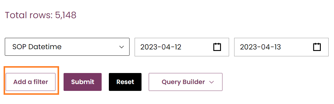 Data Portal Filter Query Builder