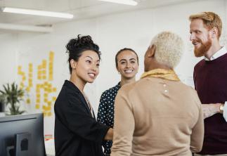 Group of employees talking