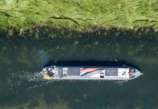 canal barge cruising on the water