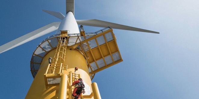 Close up of wind turbine GettyImages-571979171