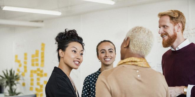 Group of employees talking