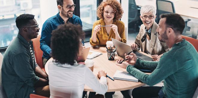 Group of people working together