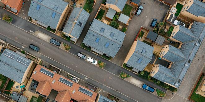 Arial view of residential street