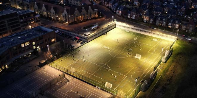 Football pitch in the dark