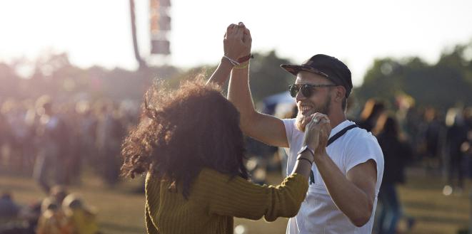 People dancing at a festival