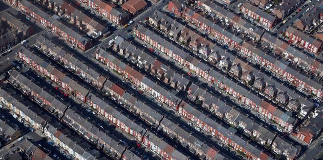 Rows of houses arial image