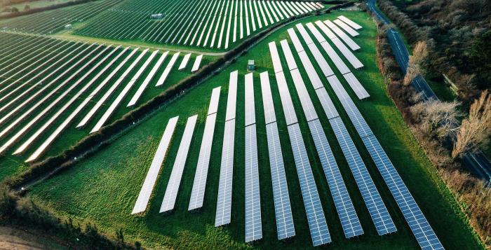 Solar panels in a field