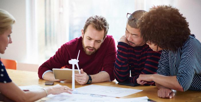 Team working together on a table