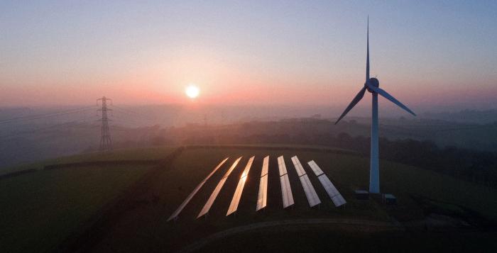 Wind turbine with the sunrise