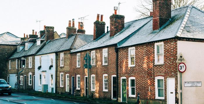 Row of terraced houses with chimneys