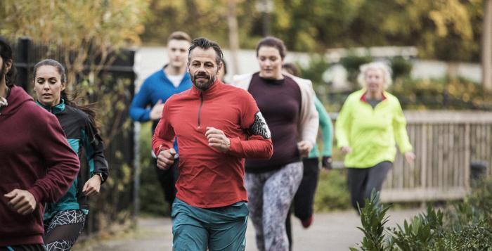 Running group of people